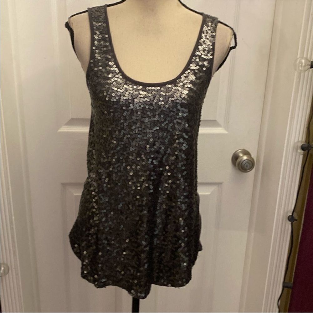 Vivienne Tam Black Sequin Tank Top, S